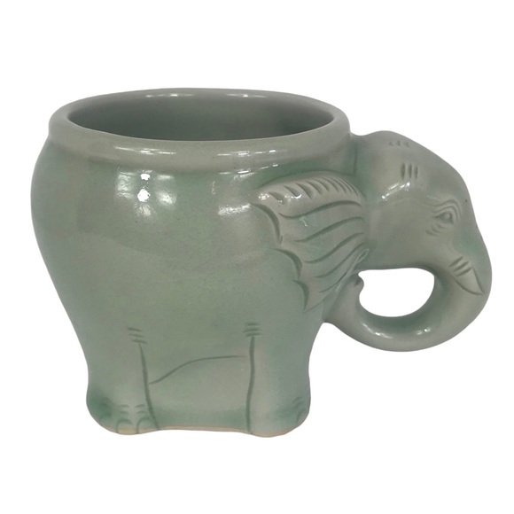 Elephant Mug Green Ceramic - Picture 1 of 9